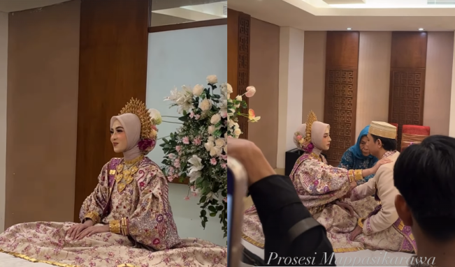 Prosesi adat di pernikahan Feby Putri dan Adam Febrian. (Instagram)